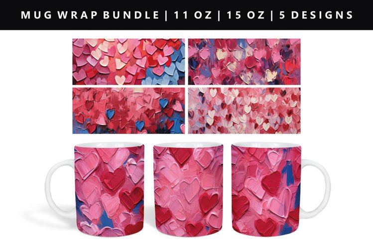 Heart 11oz, 15oz Mug Sublimation | Mug Wrap PNG example image 1