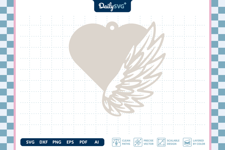Angel Wing Heart Earrings Laser Cut SVG