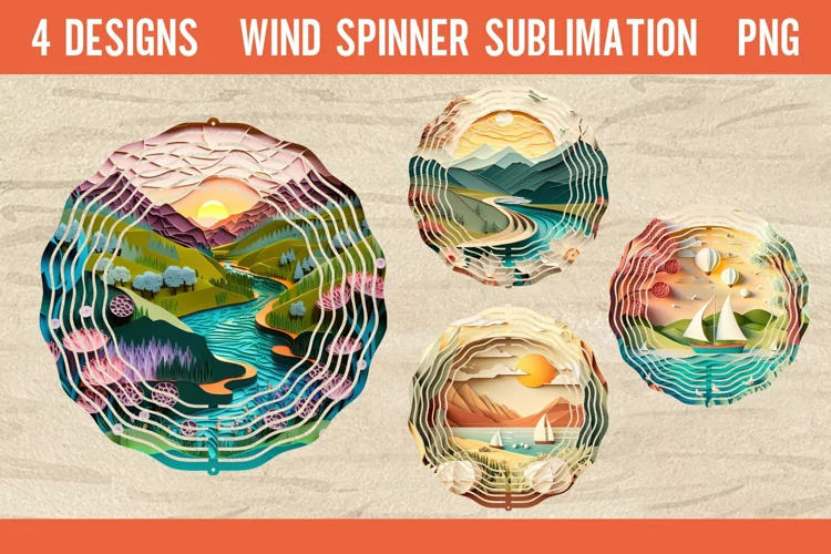 Summer 3D Papercat Wind Spinner Sublimation PNG