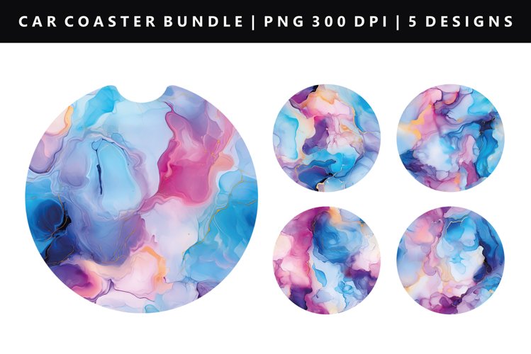 Alcohol Ink Keychain And Car Coaster Sublimation Design