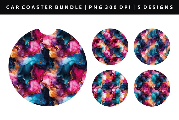 Alcohol Ink Keychain And Car Coaster Sublimation Design