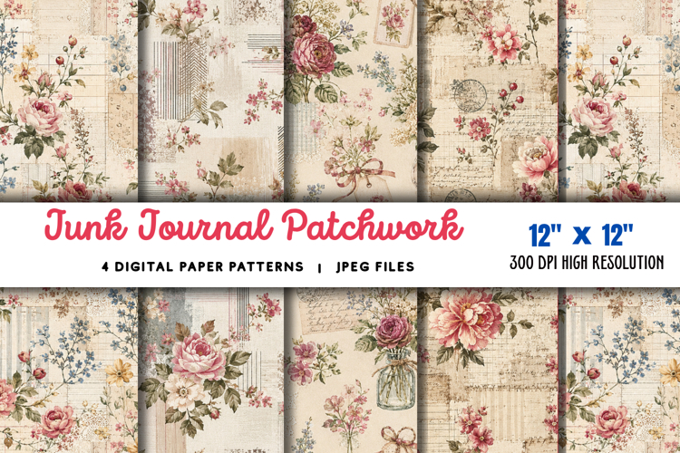 Junk Journal Patchwork Papers JPG