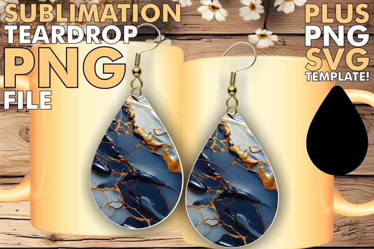 Mesmerizing Marble: 3D Teardrop Earrings for Sublimation