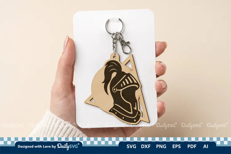 Medieval Helmet Geometric Keychain SVG | Knight Design