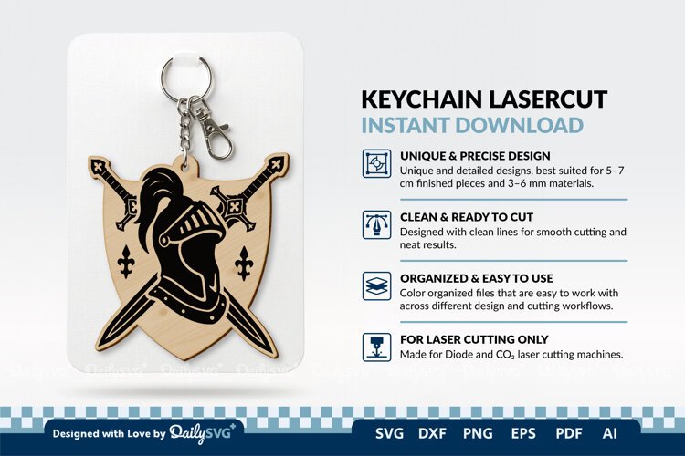 Medieval Sword and Helmet Keychain SVG example image 1