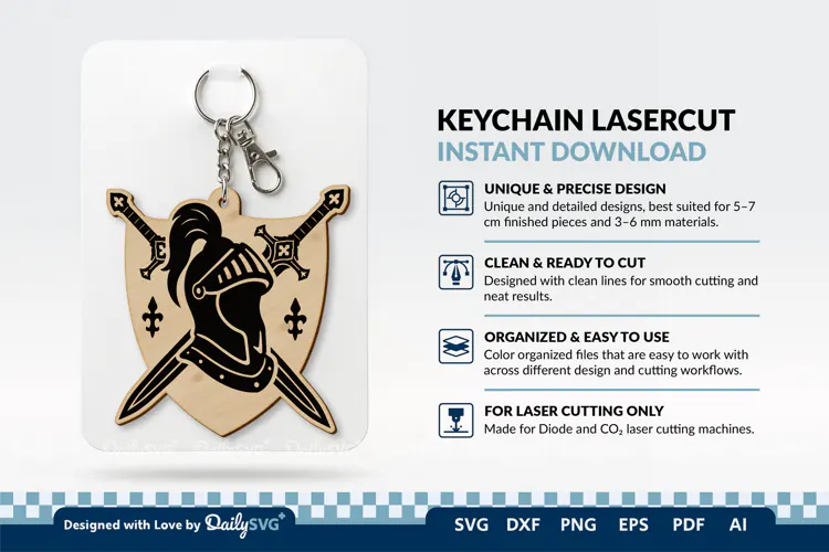 Medieval Sword and Helmet Keychain SVG