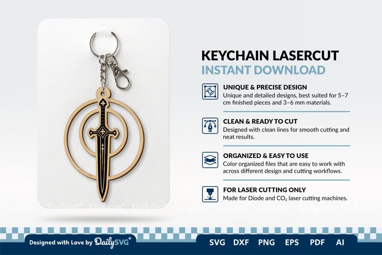 Medieval Sword Keychain SVG | Knight Sword Cut File example image 1