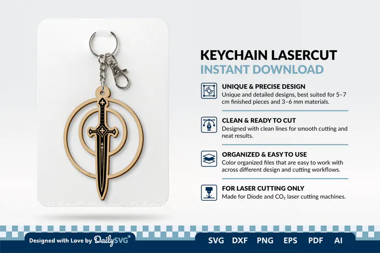 Medieval Sword Keychain SVG | Knight Sword Cut File