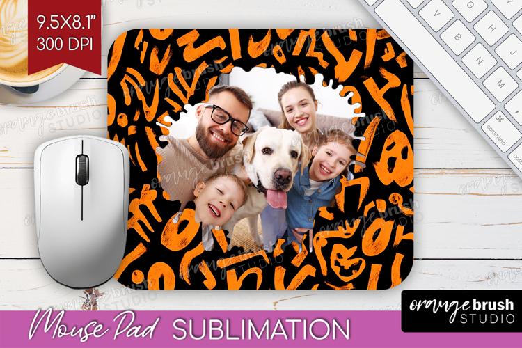 Halloween Photo Mouse Pad PNG - Brush Stroke Picture Frame