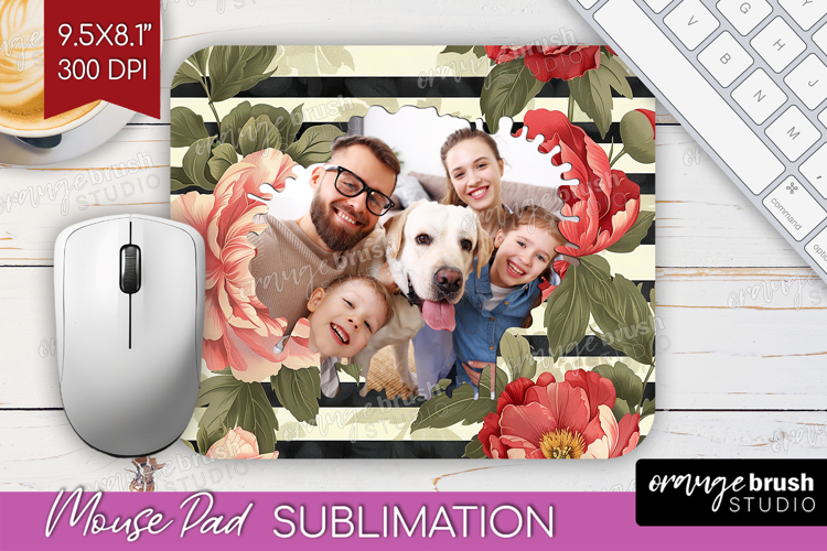 Floral Photo Mouse Pad PNG - Peony Flower Picture Frame Pad
