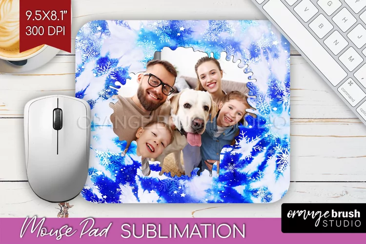 Winter Tie Dye Family Photo Frame Mouse Pad Sublimation