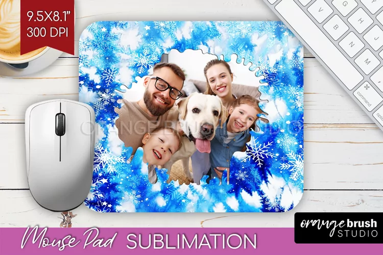 Winter Tie Dye Family Photo Frame Mouse Pad Sublimation