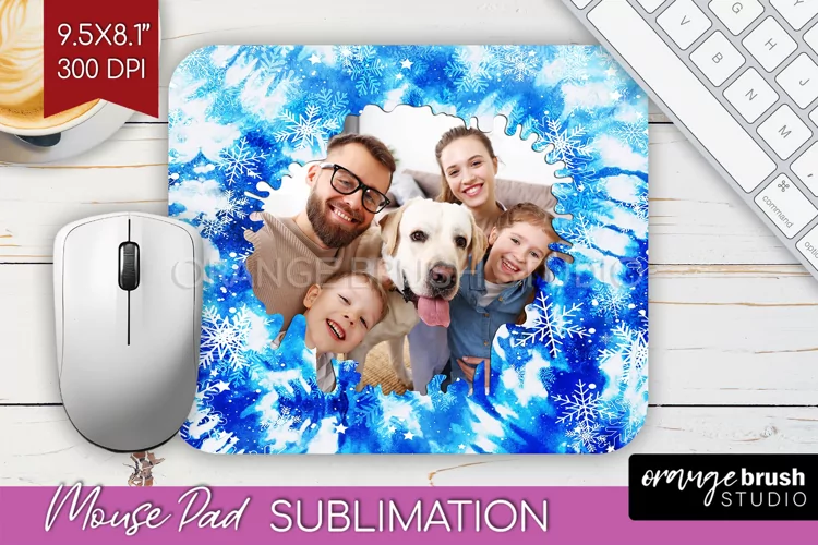 Winter Tie Dye Family Photo Frame Mouse Pad Sublimation
