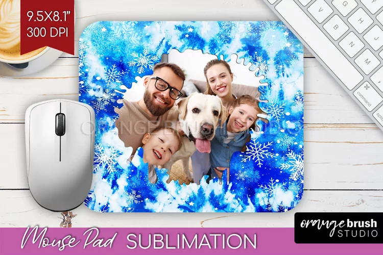 Winter Tie Dye Family Photo Frame Mouse Pad Sublimation