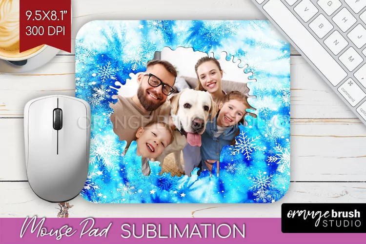 Winter Tie Dye Family Photo Frame Mouse Pad Sublimation