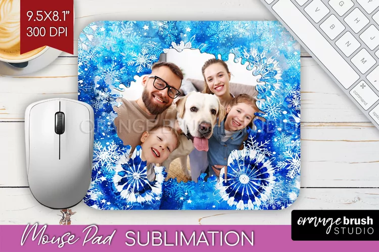Winter Tie Dye Family Photo Frame Mouse Pad Sublimation