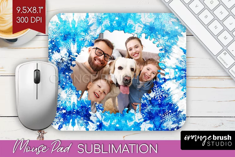 Winter Tie Dye Family Photo Frame Mouse Pad Sublimation