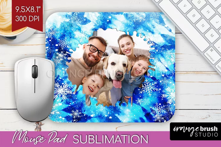 Winter Tie Dye Family Photo Frame Mouse Pad Sublimation