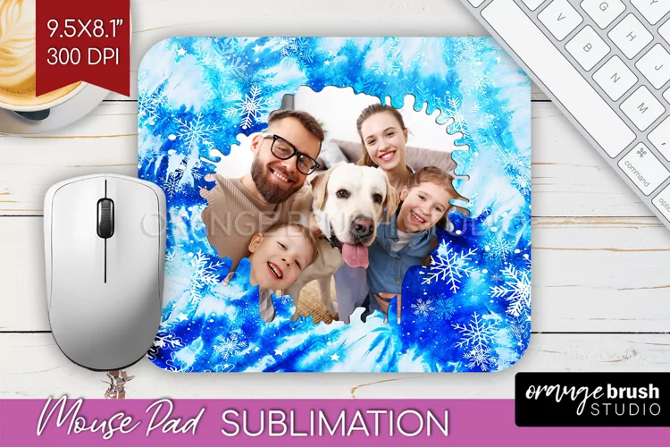 Winter Tie Dye Family Photo Frame Mouse Pad Sublimation