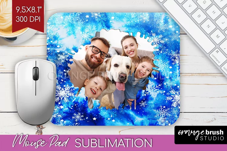 Winter Tie Dye Family Photo Frame Mouse Pad Sublimation
