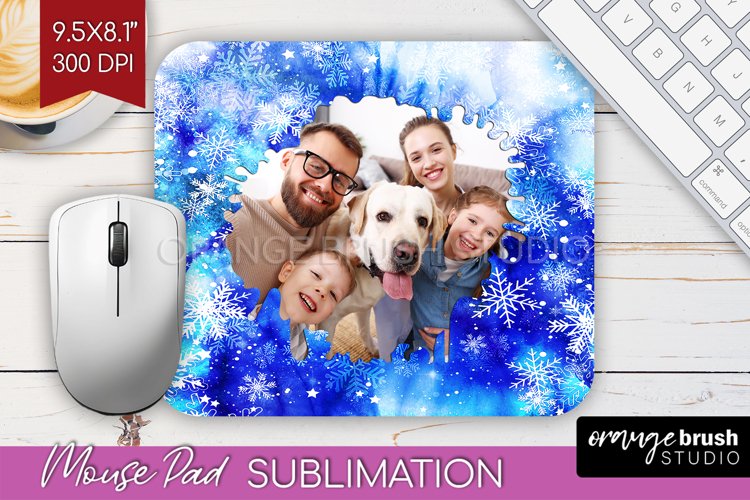 Winter Tie Dye Family Photo Frame Mouse Pad Sublimation example image 1