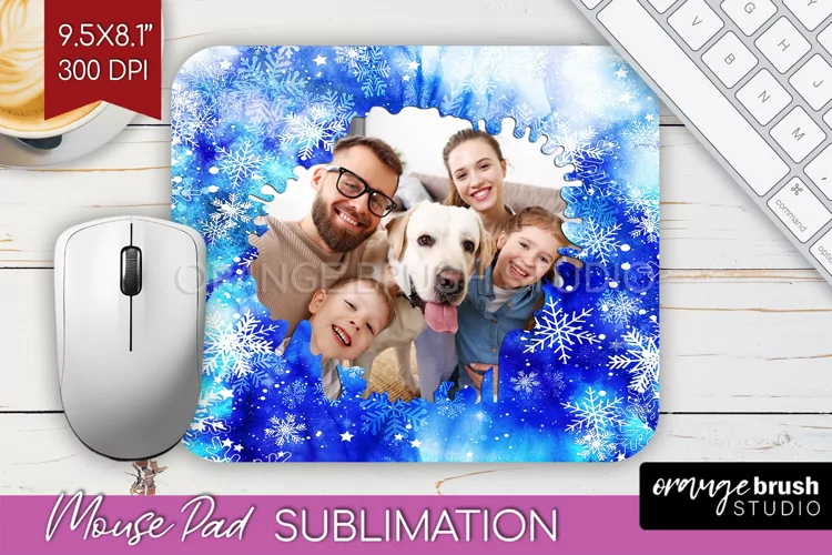 Winter Tie Dye Family Photo Frame Mouse Pad Sublimation
