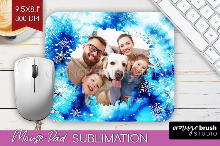 Winter Tie Dye Family Photo Frame Mouse Pad Sublimation