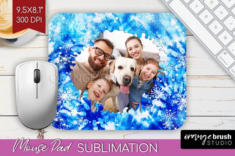 Winter Tie Dye Family Photo Frame Mouse Pad Sublimation