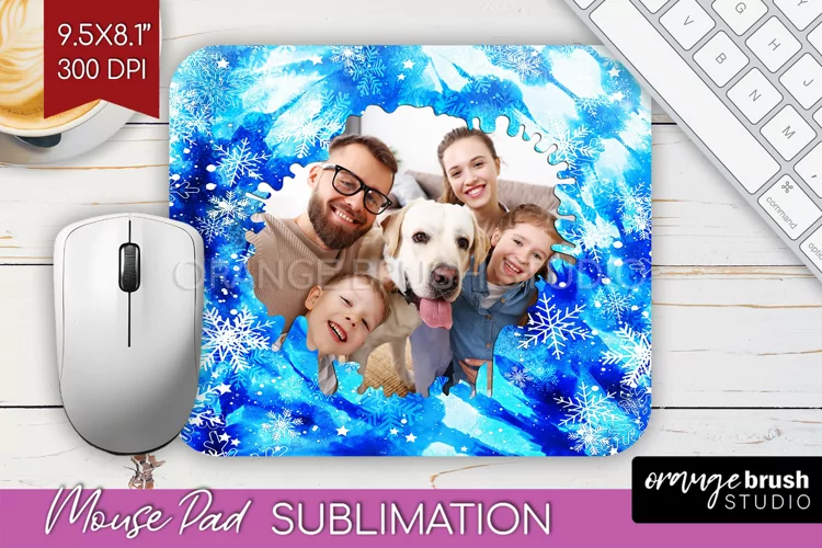 Winter Tie Dye Family Photo Frame Mouse Pad Sublimation