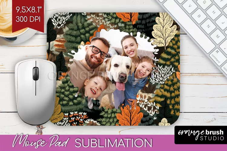 Autumn Photo Frame Mouse Pad Sublimation, Add Your Picture