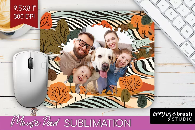 Autumn Photo Frame Mouse Pad Sublimation, Add Your Picture