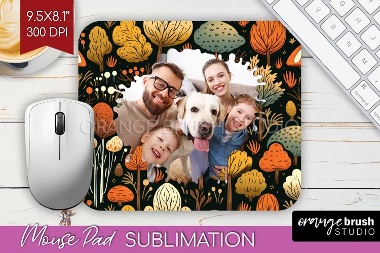 Autumn Photo Frame Mouse Pad Sublimation, Add Your Picture