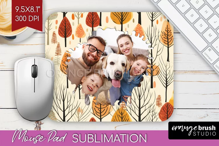 Autumn Photo Frame Mouse Pad Sublimation, Add Your Picture