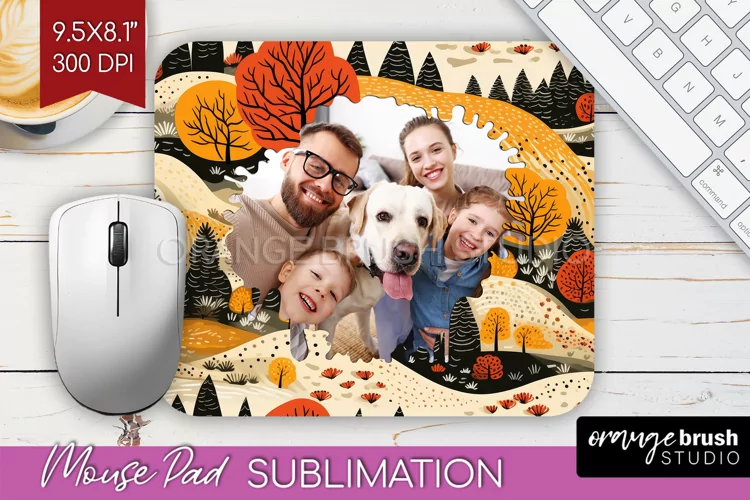 Autumn Photo Frame Mouse Pad Sublimation, Add Your Picture