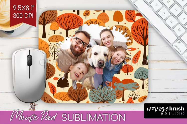 Autumn Photo Frame Mouse Pad Sublimation, Add Your Picture