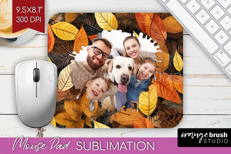 Autumn Photo Frame Mouse Pad Sublimation, Add Your Picture