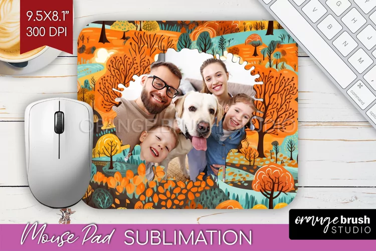 Autumn Photo Frame Mouse Pad Sublimation, Add Your Picture