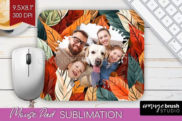 Autumn Photo Frame Mouse Pad Sublimation, Add Your Picture