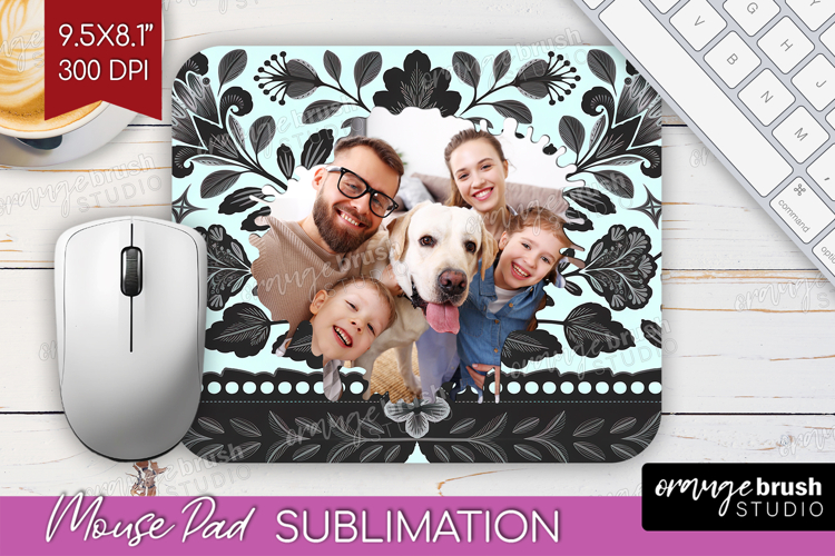 Folk Flowers Photo Mouse Pad PNG - Floral Picture Frame Pad