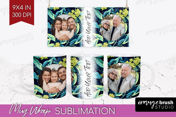 Eucalyptus Photo Mug Wrap PNG - Botanical Picture Frame Mug