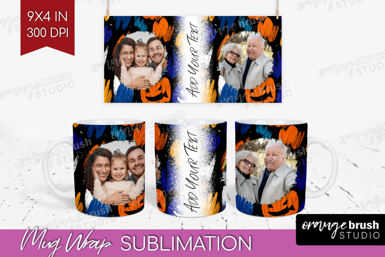 Halloween Photo Mug Wrap PNG - Brush Stroke Picture Frame