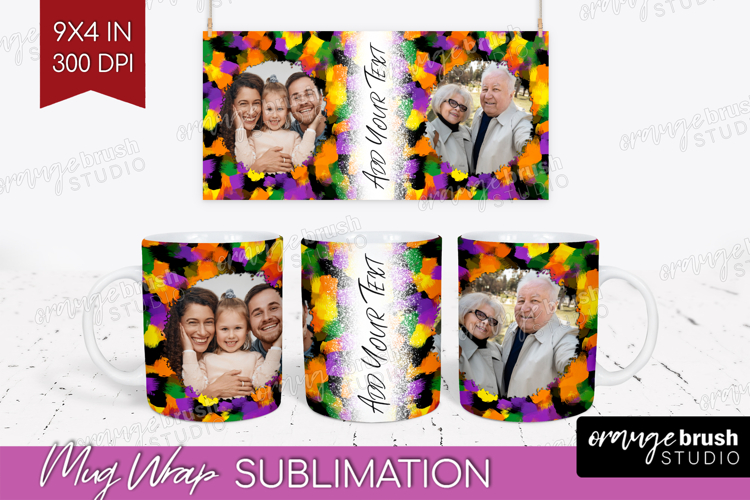 Halloween Photo Mug Wrap PNG - Brush Stroke Picture Frame