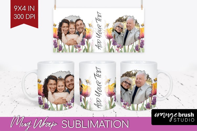Wildflowers Photo Mug Wrap PNG - Floral Picture Frame Mug
