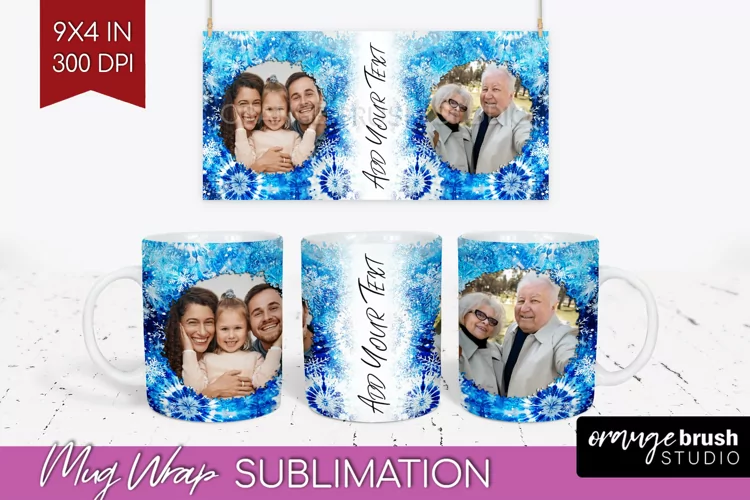 Winter Photo Frame Mug Wrap - Tie Dye Mug Sublimation