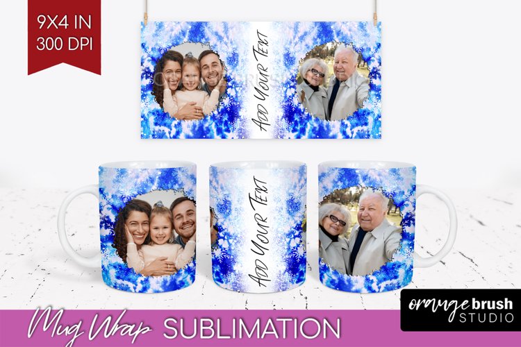Winter Photo Frame Mug Wrap - Tie Dye Mug Sublimation example image 1