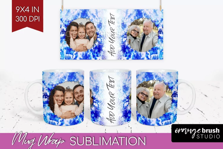 Winter Photo Frame Mug Wrap - Tie Dye Mug Sublimation