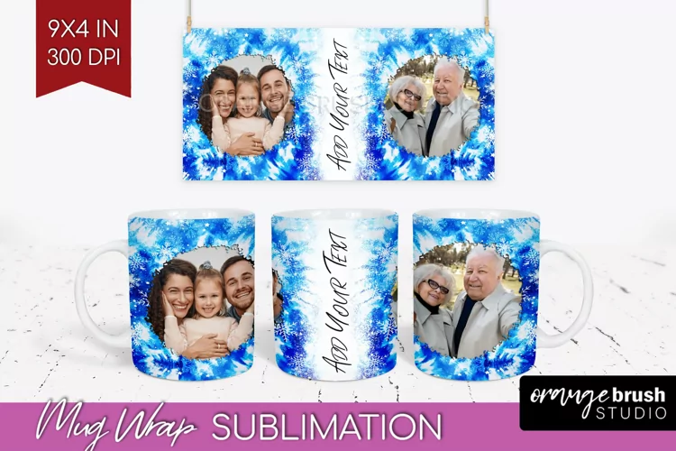 Winter Photo Frame Mug Wrap - Tie Dye Mug Sublimation