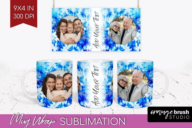 Winter Photo Frame Mug Wrap - Tie Dye Mug Sublimation