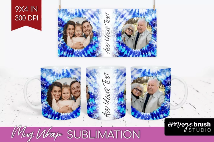 Winter Photo Frame Mug Wrap - Tie Dye Mug Sublimation