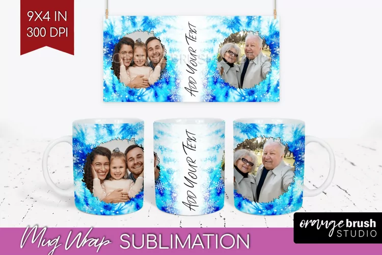 Winter Photo Frame Mug Wrap - Tie Dye Mug Sublimation
